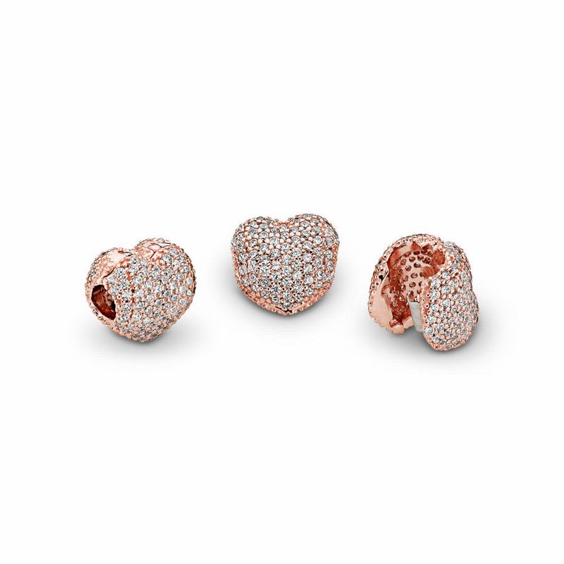 Talismane Pandora Rose™ Pavé Open My Inima Clip (blY6x4gn)